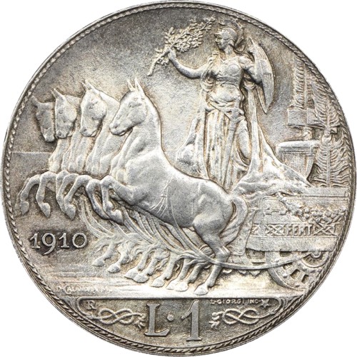 Italy 1910 1 lire reverse