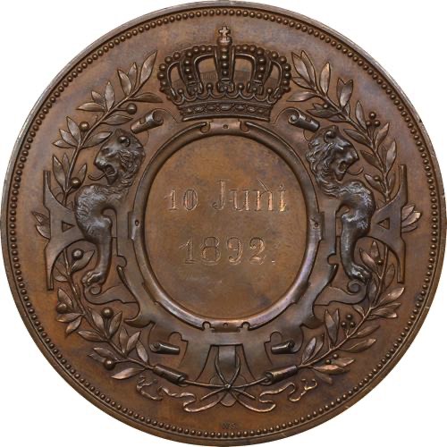 Netherlands 1892 Queen Wilhelmina Bronze Medal reverse
